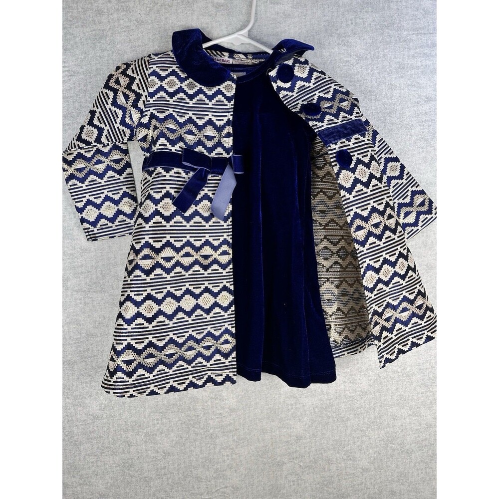 Girls 4T Blueberri Boulevard Blue Metallic Jacket Dress Set